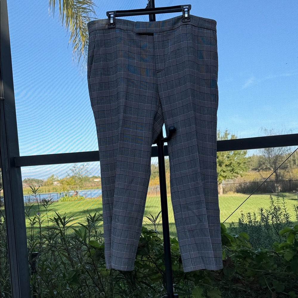 Zara Black and White Checkered Trousers